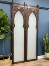 Vintage Hand Carved Arch Door Frosted Glass Farmhouse Doors