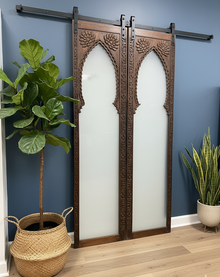  Vintage Hand Carved Arch Door Frosted Glass Farmhouse Doors