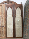 Vintage Arch Top Sliding Barn Doors | Carved Wood Frosted Glass 96x48