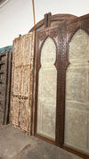 Vintage Arch Top Sliding Barn Doors | Carved Wood Frosted Glass 96x48