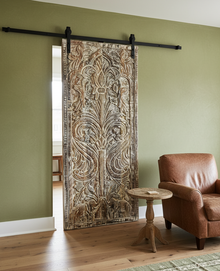  Vintage Carved Barn Door Tree of Dreams Whitewash Door Panel