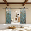 Blue Lotus Mandala Carved Barn Door Rustic Wall Art Headboard