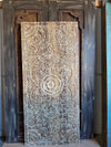 Handcarved Wood Lotus Medallion Headboard – Artistic Barn Door Style 80x36