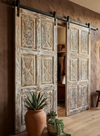 Vintage Carved Door Whitewash Library Limewash Double Barn Doors 80x36