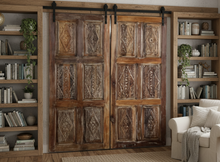  Vintage Wood Carved Door Rustic Farmhouse Sliding Door Barn Door 