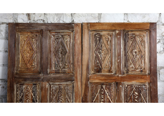 Vintage Carved Door Rustic Farmhouse Reclaimed Wood Pantry Doors 80x36