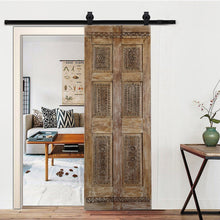  Antique Carved Wood Door Brass Studs Barndoor Hinged Pantry Door 80