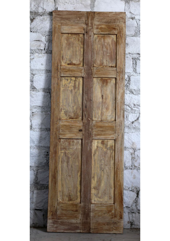 Antique Carved Wood Door Brass Studs Barndoor Hinged Pantry Door 80x27