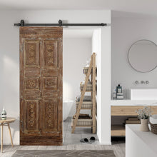  Vintage Carved Door Whitewash Single Sliding Barndoor 80x27