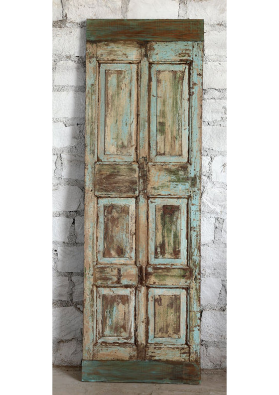 Vintage Carved Door Rustic Farmhouse Blue Sliding Barndoor Panel 80x25
