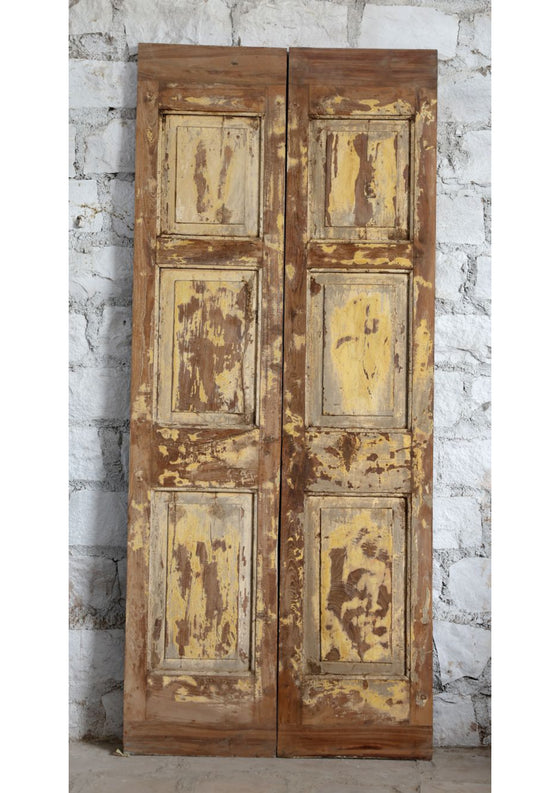 Vintage French Door Rustic Carved Double Door Sliding Barn Door 80x35