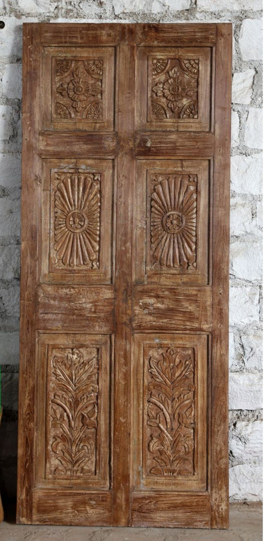 Vintage Carved French Door Sunrays Sliding Barndoor 80