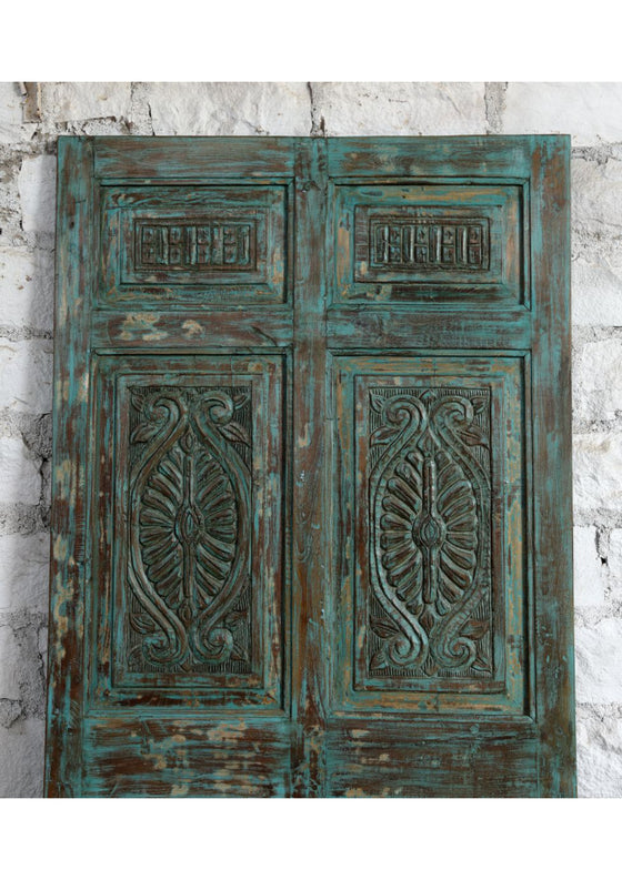 Vintage Carved Sliding Barndoor Distressed Wood Home Doors 80x38