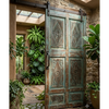 Antique Teal Carved Wooden Door