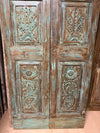 Vintage Carved Double Doors Floral Spanish Style Barndoors 80x35