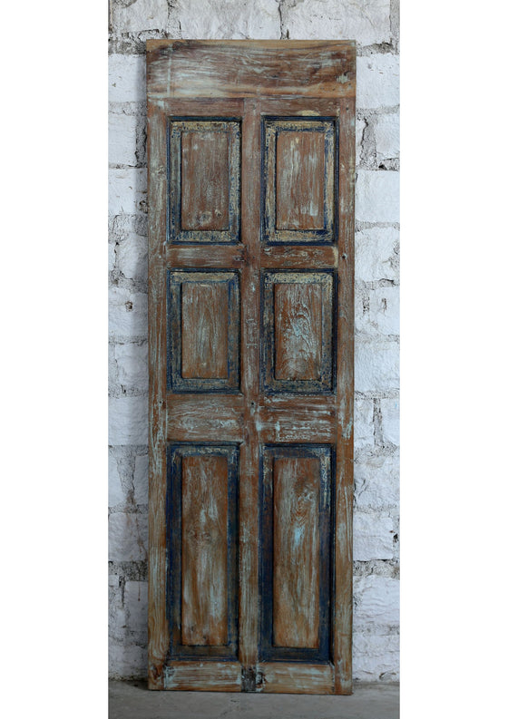 Vintage Carved Single Door Wooden Green Hues Sliding Barndoor 80x26