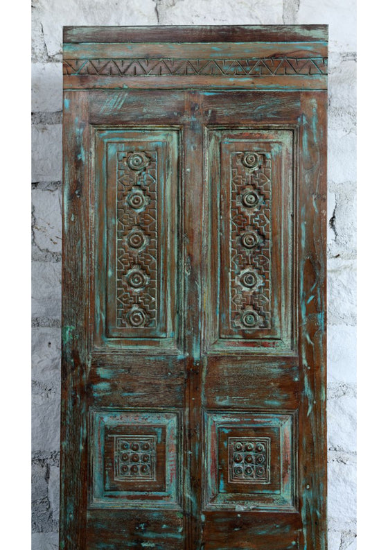 Vintage French Doors Floral Carved Door Sliding Barndoor Single Door 80x25.25