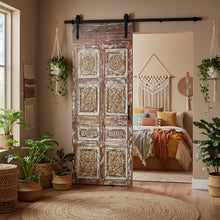  Vintage Statement Carved Door Rustic Distressed Single Barndoor