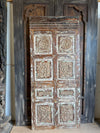 Vintage Statement Carved Door Rustic Distressed Single Barndoor