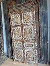Vintage Statement Carved Door Rustic Distressed Single Barndoor