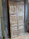 Vintage Statement Carved Door Rustic Distressed Single Barndoor