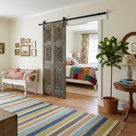 Antique Arched Carved Barn Doors Vintage Sliding Door Statement Door 