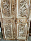 Antique Carved Double Door Sand Wash Finish Accent Barn Doors 80