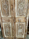 Antique Carved Double Door Sand Wash Finish Accent Barn Doors 80