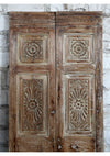 Antique Carved Double Door Sand Wash Finish Accent Barn Doors 80