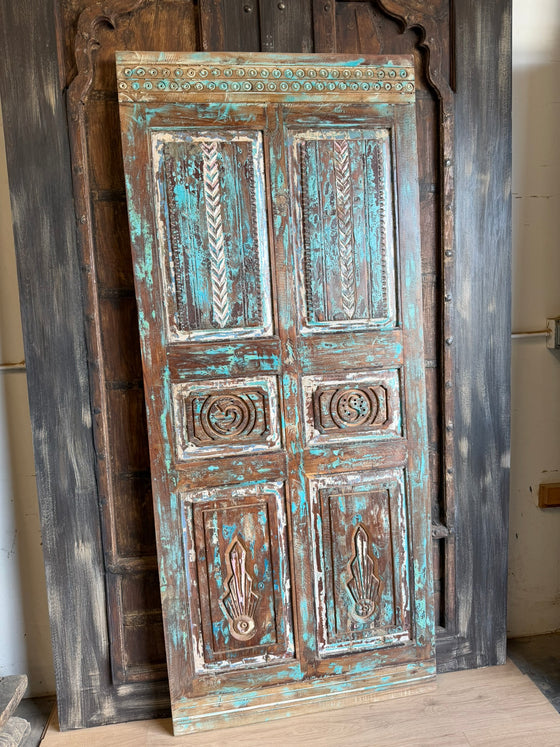 Antique Carved Door Rustic Farmhouse Vintage Barn Door 80x34.5