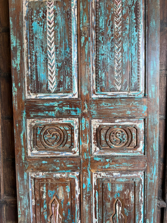 Antique Carved Door Rustic Farmhouse Vintage Barn Door 80x34.5