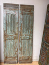 Antique Carved French Doors Brass Studs Custom Double Barndoors 80x40