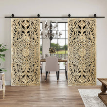 Mandala Lotus Panel Wooden Lattice Carved Vintage Sliding Door, 80