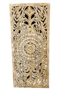  Mandala Lotus Panel Wooden Lattice Carved Vintage Barn Door Room Divider