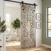 Natural Wood Floral Lattice Carved Door 
