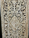 Vintage Floral Lattice Carved Wooden Whitewash Sliding Door Panels 80x36