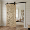 Vintage Floral Lattice Carved Barn Door Wooden Whitewash Room Divider Panels 