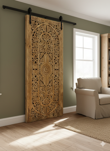  Vintage Carved Barn Door Lotus Lattice Wood Door Wall Panel Room Divider