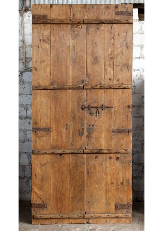 Huge Antique Entry Door Panels Vintage India Teak Arched Doors 108x45