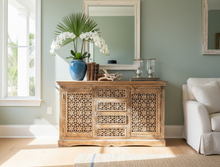  Natural Whitewash Carved Sideboard Buffet Dresser Boho Credenza Chest