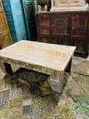 Vintage Rustic Low Table Reclaimed Wood Carved Legs Coffee Table