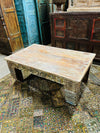 Vintage Rustic Low Table Reclaimed Wood Carved Legs Coffee Table