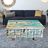 Rustic Vintage Chest Wedding Trunk with Blue Patina Coffee Table