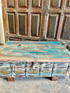 Rustic Vintage Chest Wedding Trunk with Blue Patina Coffee Table Trunk Chest