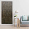 Boho Lotus Carved Wall Panel Dark Wood Headboard