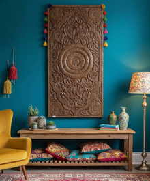  Vintage Farmhouse Wall Decor Lotus Carved Wood Headboard Home Decor