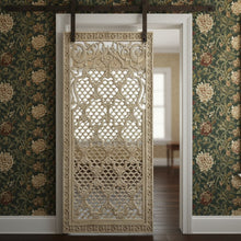  Lattice Carved Wood Barn Door – Interior Room Divider 80" | Rustic Wooden Panel