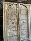 Antique Whitewash Door – Rustic Carved Farmhouse Barndoor with Brass Trim
