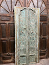 Antique Authentic Blue Door Rustic Farmhouse Hand Carved Garden Door