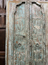 Antique Authentic Blue Door Rustic Farmhouse Hand Carved Garden Door